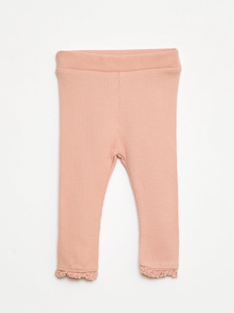 Conjunto sudadera con capucha + leggings de punto Rosa - Kiabi