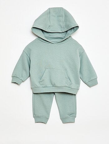 Conjunto sudadera con capucha + pantalón de chándal monocromo - 2 piezas