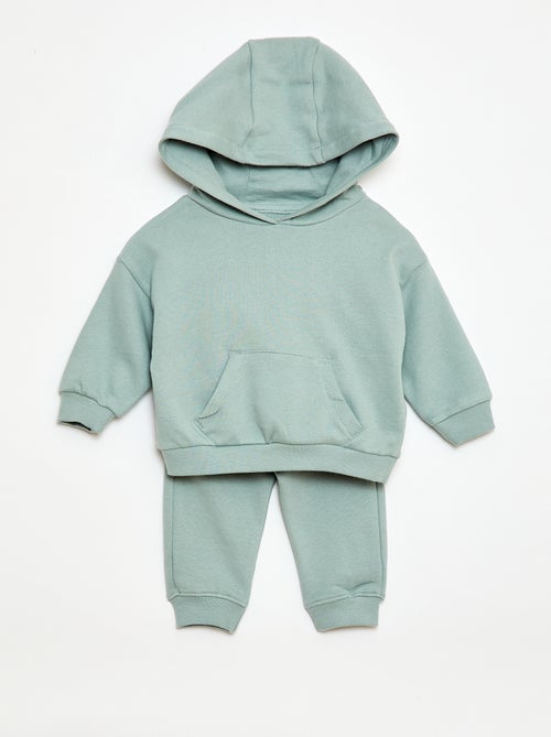 Conjunto sudadera con capucha + pantalón de chándal monocromo - 2 piezas - Kiabi