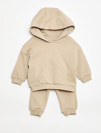 Conjunto sudadera con capucha + pantalón de chándal monocromo - 2 piezas