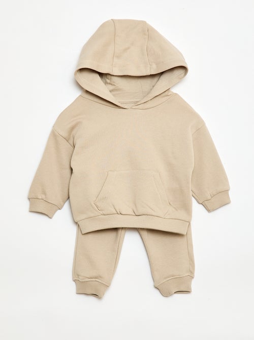 Conjunto sudadera con capucha + pantalón de chándal monocromo - 2 piezas - Kiabi