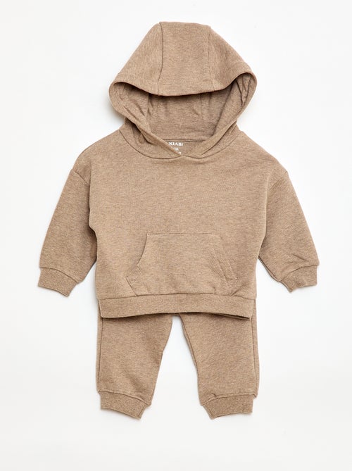 Conjunto sudadera con capucha + pantalón de chándal monocromo - 2 piezas - Kiabi