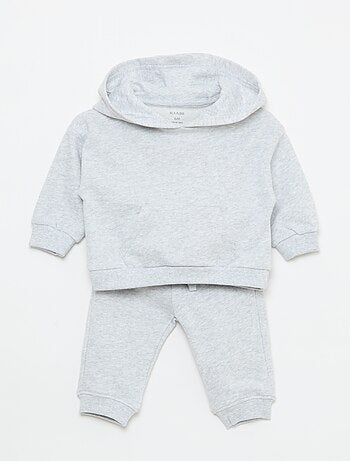 Conjunto sudadera con capucha + pantalón de chándal monocromo - 2 piezas