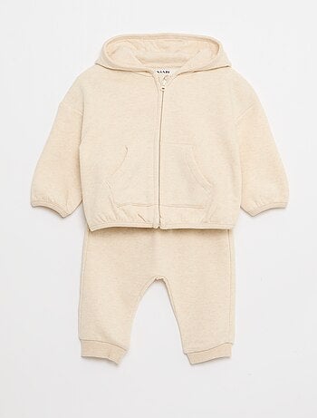 Conjunto sudadera con capucha y cremallera + pantalón - 2 piezas