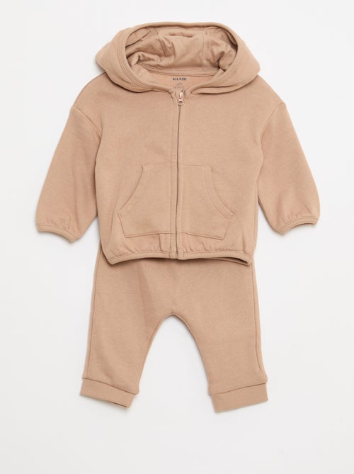 Conjunto sudadera con capucha y cremallera + pantalón - 2 piezas - Kiabi