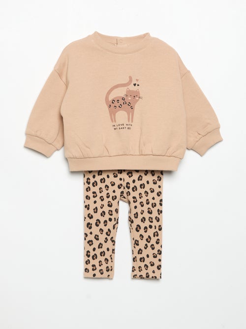 Conjunto sudadera estampada + legging - Kiabi