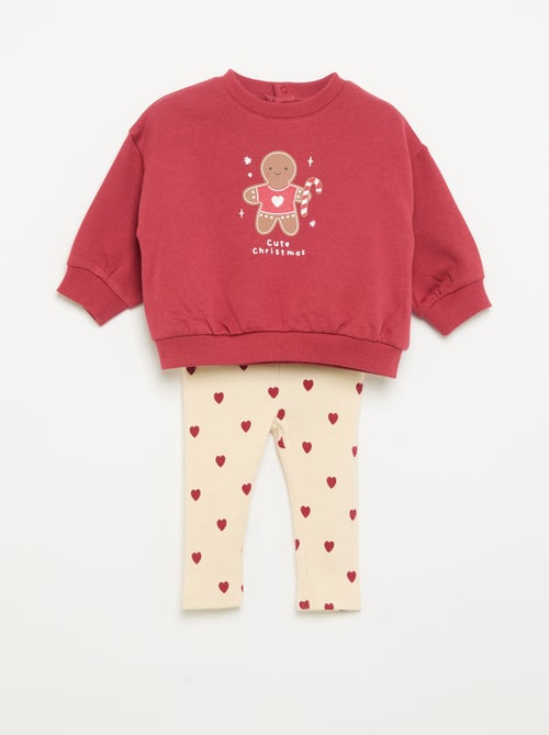 Conjunto sudadera estampada + legging - Kiabi
