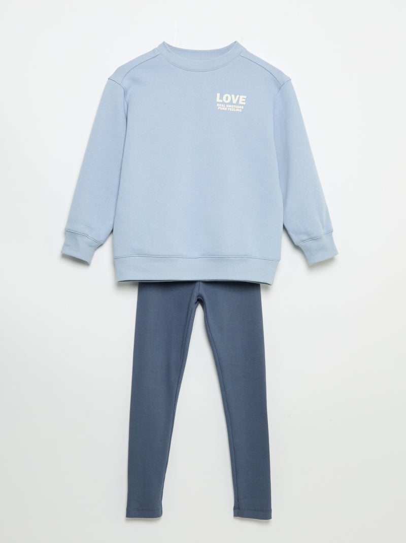 Conjunto sudadera + legging - 2 piezas Azul - Kiabi