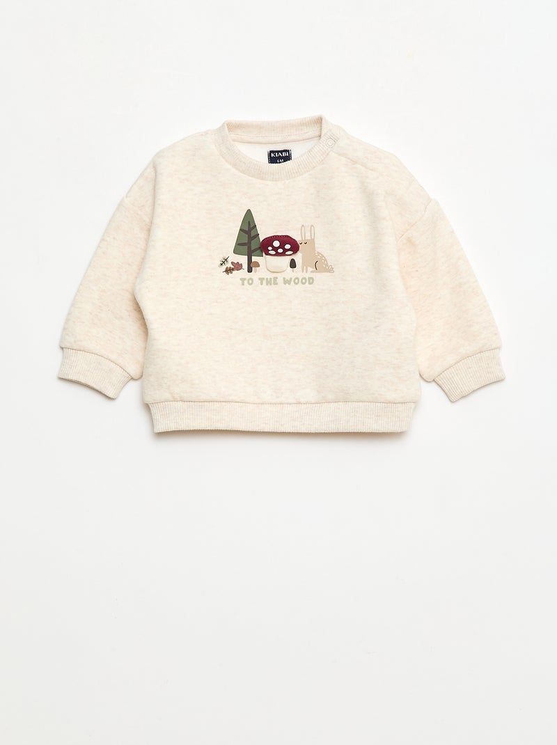 Conjunto sudadera + leggings con dibujo Beige - Kiabi