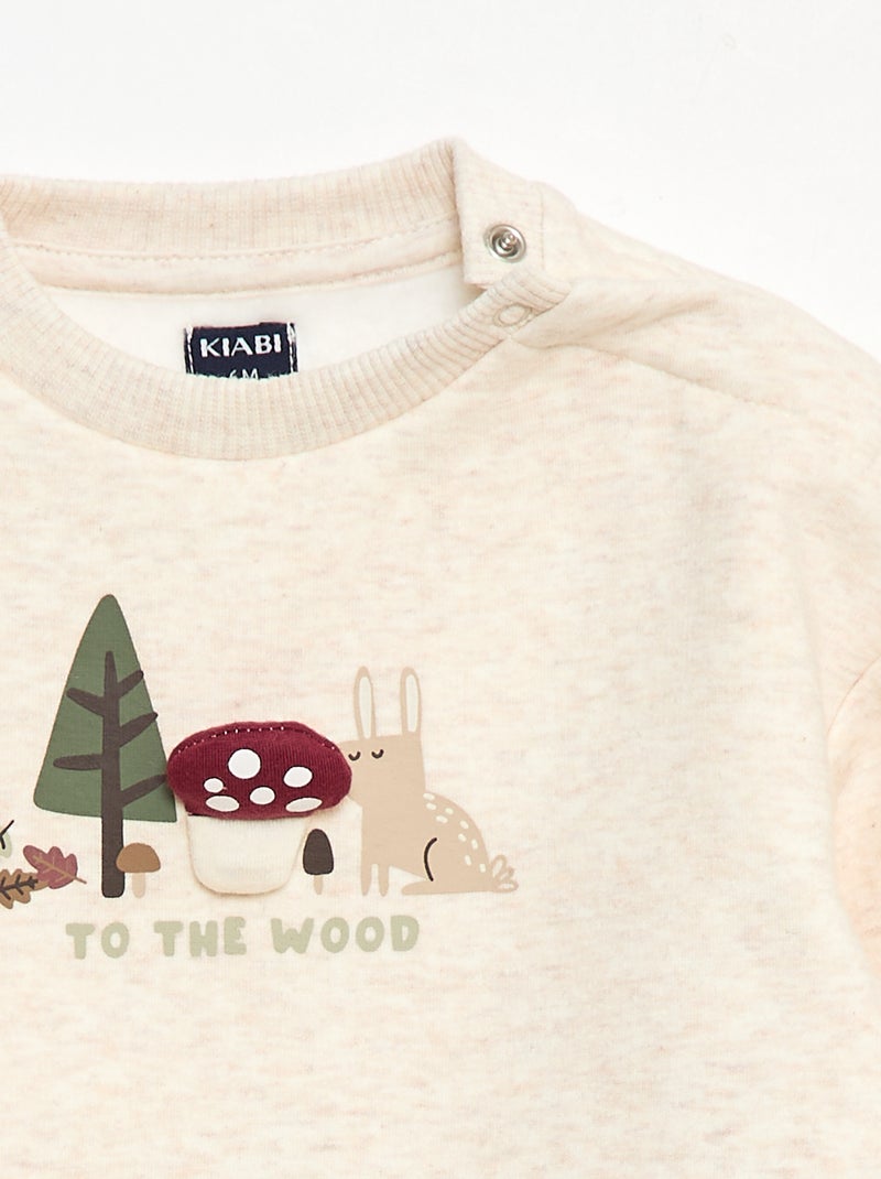 Conjunto sudadera + leggings con dibujo Beige - Kiabi