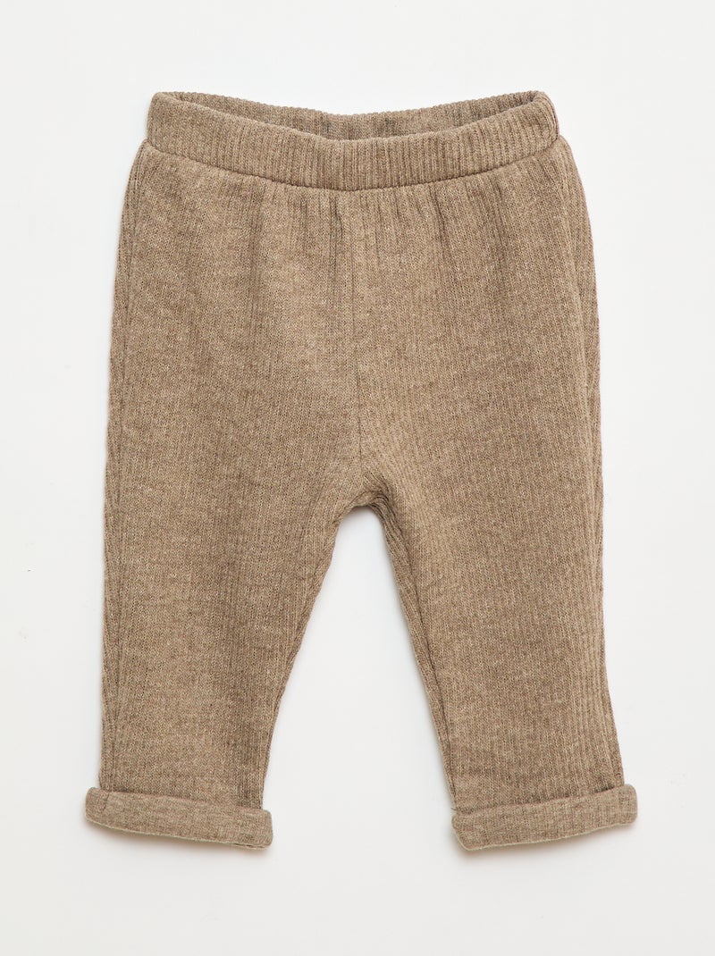 Conjunto sudadera + leggings de canalé - 2 piezas Beige - Kiabi