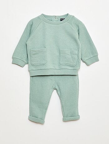 Conjunto sudadera + leggings de canalé - 2 piezas