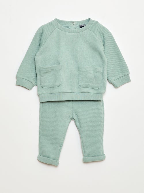 Conjunto sudadera + leggings de canalé - 2 piezas - Kiabi