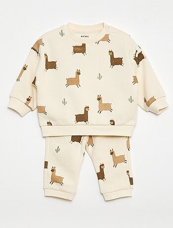 Conjunto sudadera + pantalón de chándal con estampado fantasía - 2 piezas