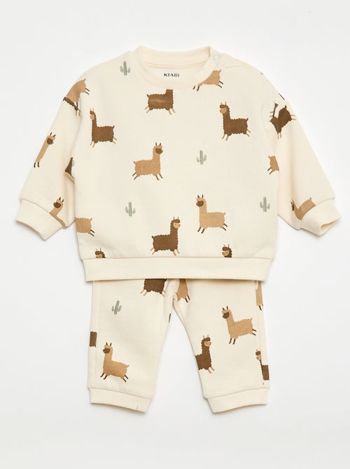 Conjunto sudadera + pantalón de chándal con estampado fantasía - 2 piezas - Kiabi