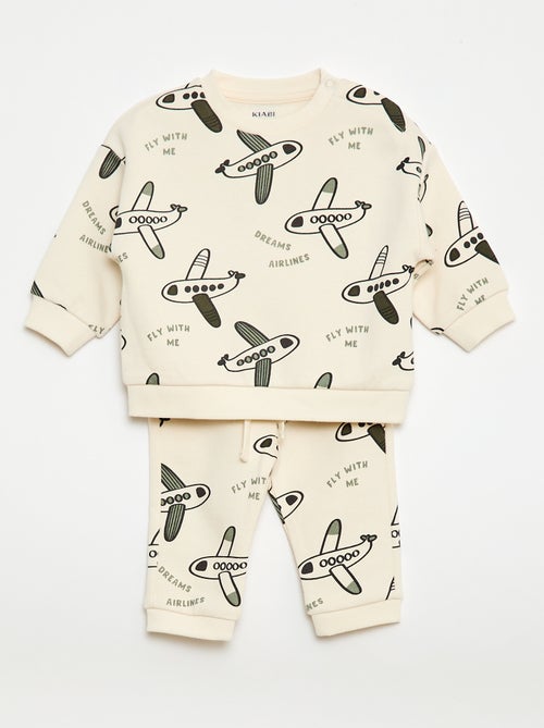 Conjunto sudadera + pantalón de chándal con estampado fantasía - 2 piezas - Kiabi
