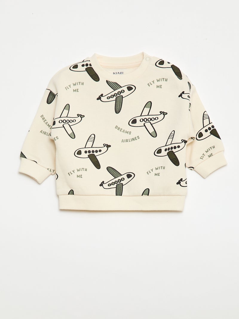 Conjunto sudadera + pantalón de chándal con estampado fantasía - 2 piezas Beige - Kiabi
