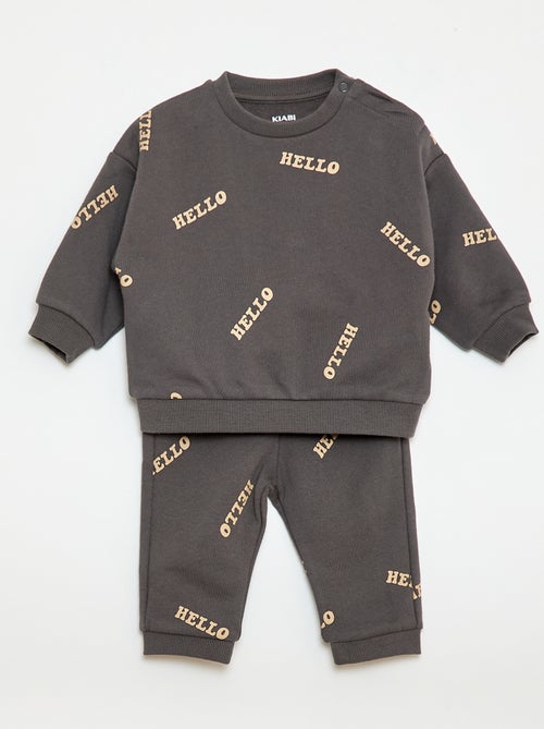 Conjunto sudadera + pantalón de chándal con estampado fantasía - 2 piezas - Kiabi