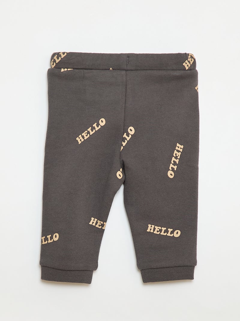 Conjunto sudadera + pantalón de chándal con estampado fantasía - 2 piezas Gris - Kiabi