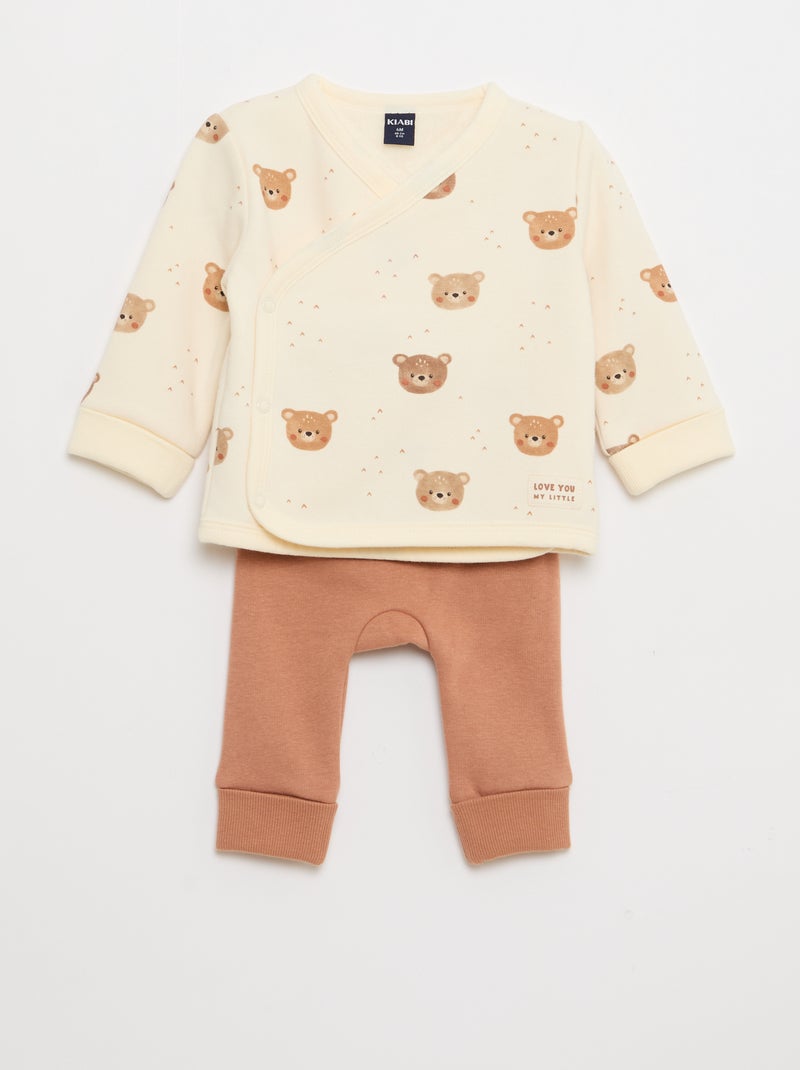 Conjunto sudadera + pantalón de felpa - 2 piezas Blanco - Kiabi