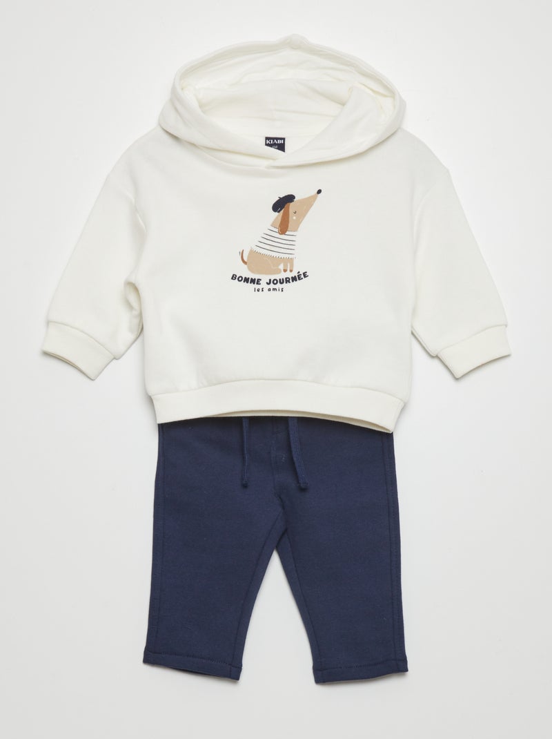 Conjunto sudadera + pantalón de jogging - 2 piezas BLANCO - Kiabi