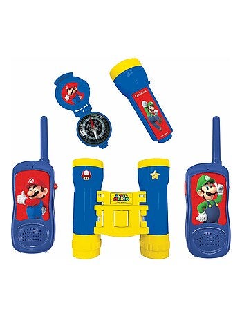conjunto Super Mario aventura con walkie talkies de hasta 120 m, prism?ticos y br?jula