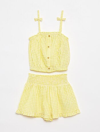 Conjunto top + falda de rayas de tejido de crepé - 2 piezas