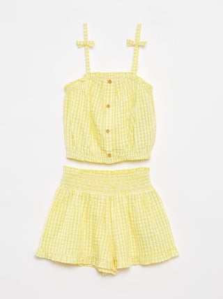 Conjunto top + falda de rayas de tejido de crepé - 2 piezas