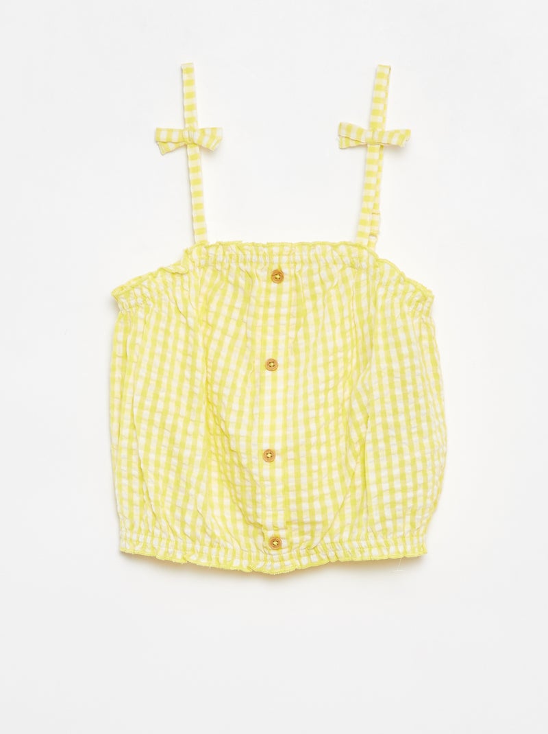 Conjunto top + falda de rayas de tejido de crepé - 2 piezas Amarillo - Kiabi