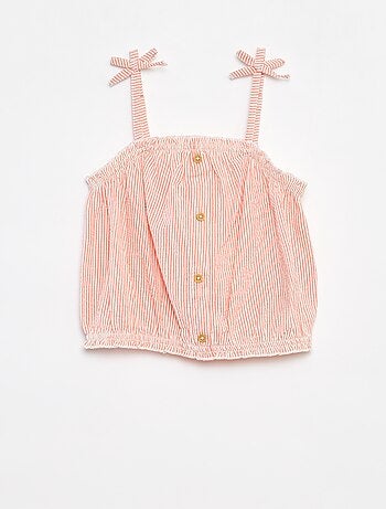 Conjunto top + falda de rayas de tejido de crepé - 2 piezas