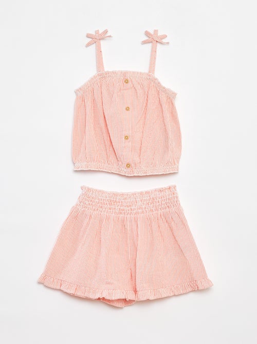 Conjunto top + falda de rayas de tejido de crepé - 2 piezas - Kiabi