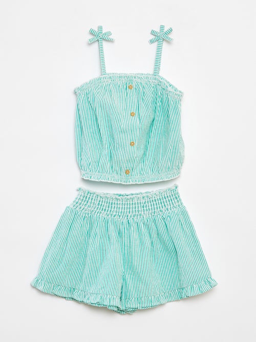 Conjunto top + falda de rayas de tejido de crepé - 2 piezas - Kiabi