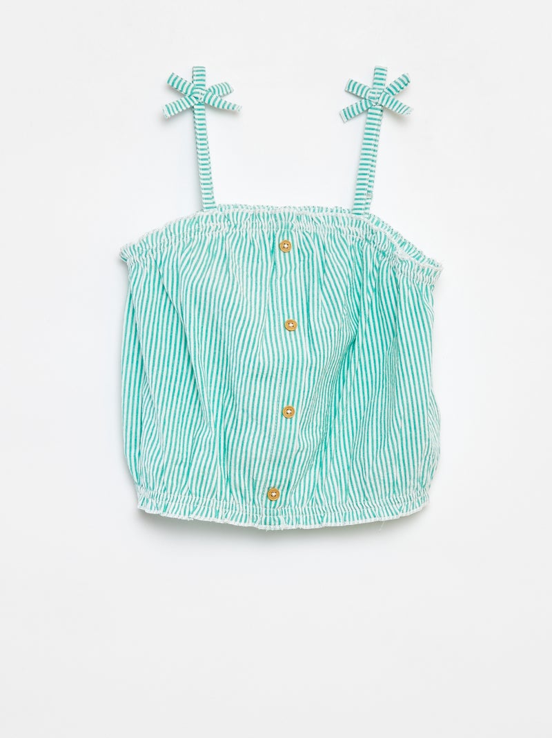 Conjunto top + falda de rayas de tejido de crepé - 2 piezas Verde - Kiabi