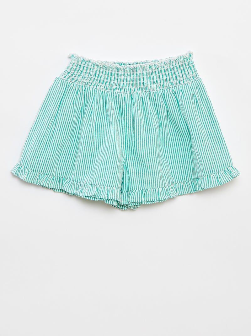 Conjunto top + falda de rayas de tejido de crepé - 2 piezas Verde - Kiabi