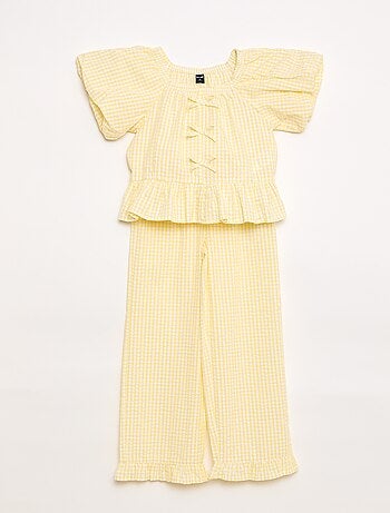 Conjunto top + pantalón con detalles de algodón