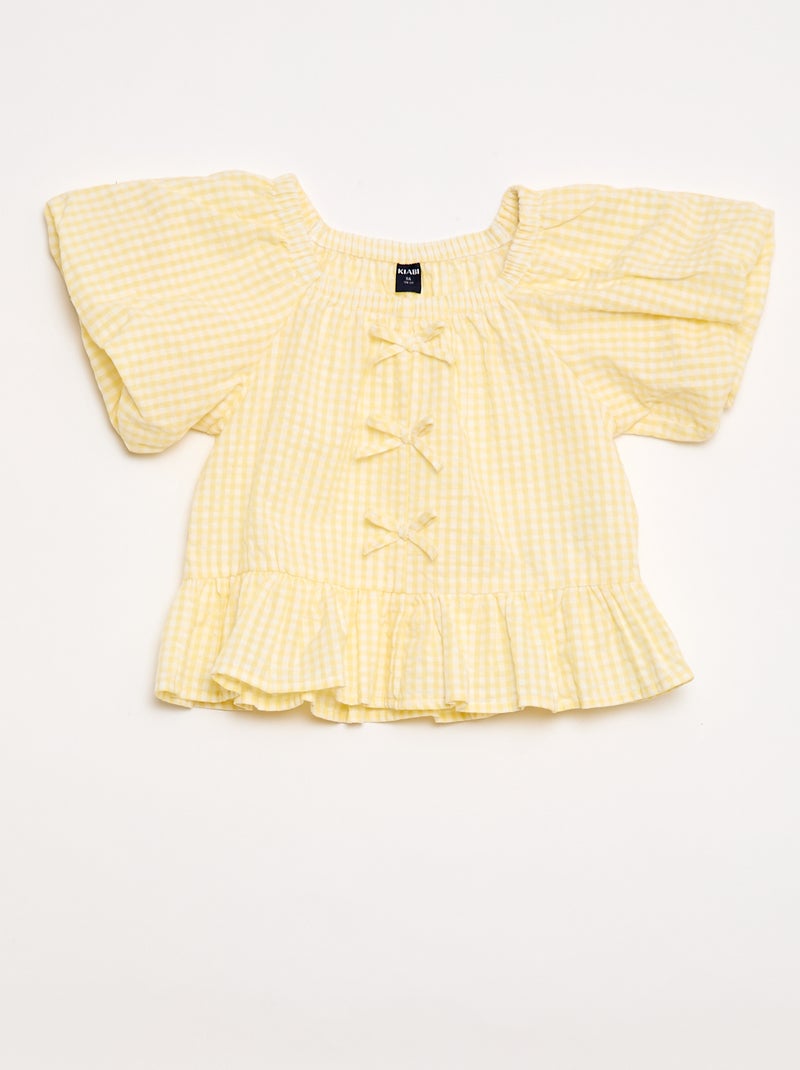 Conjunto top + pantalón con detalles de algodón Amarillo - Kiabi