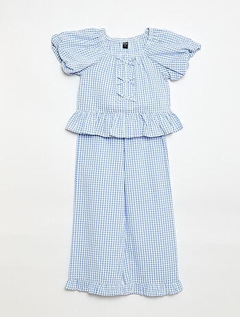 Conjunto top + pantalón con detalles de algodón