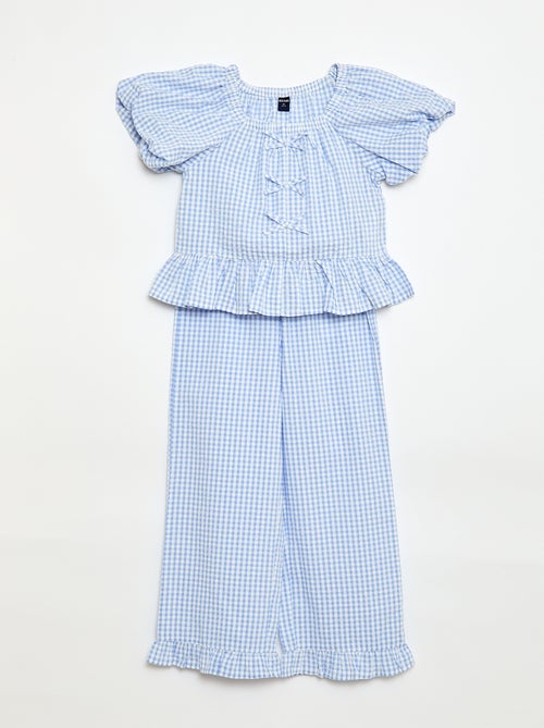 Conjunto top + pantalón con detalles de algodón - Kiabi Conjunto top + pantalón con detalles de algodón - Kiabi