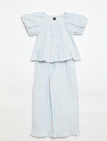 Conjunto top + pantalón con detalles de algodón