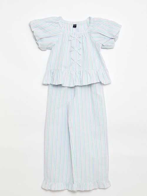 Conjunto top + pantalón con detalles de algodón - Kiabi