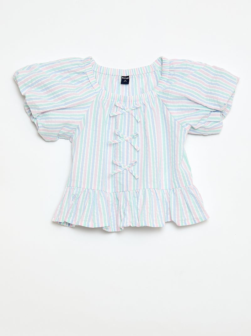 Conjunto top + pantalón con detalles de algodón Blanco - Kiabi
