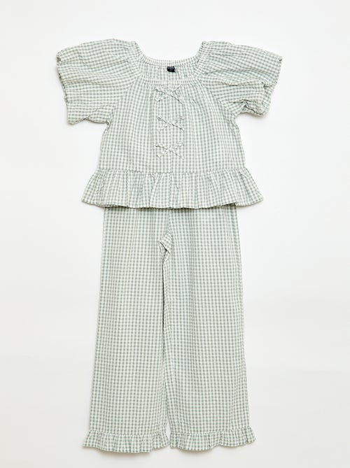 Conjunto top + pantalón con detalles de algodón - Kiabi