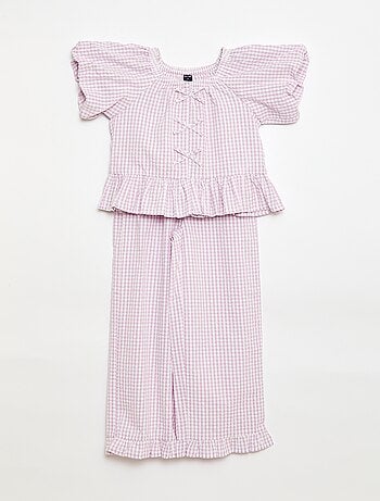 Conjunto top + pantalón con detalles de algodón