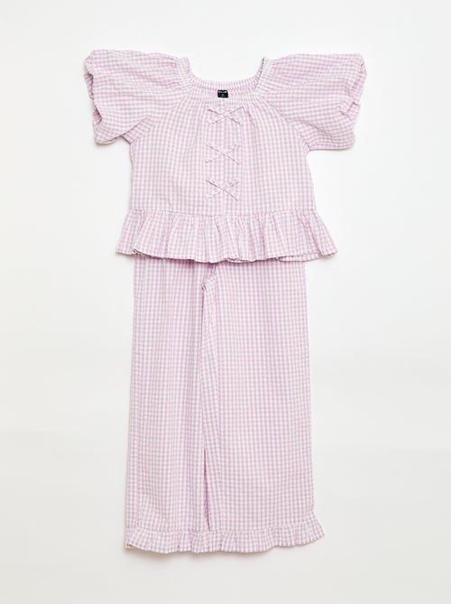 Conjunto top + pantalón con detalles de algodón - Kiabi