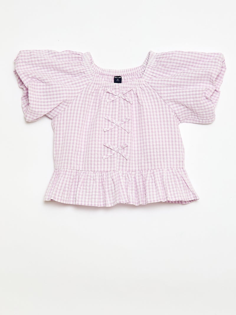 Conjunto top + pantalón con detalles de algodón Purpura - Kiabi