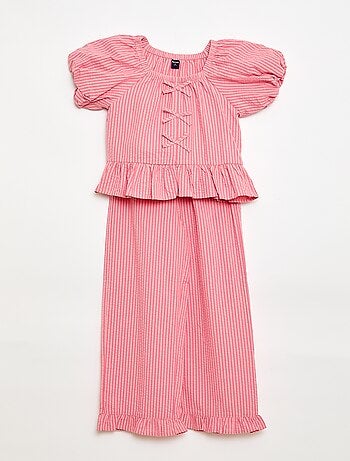 Conjunto top + pantalón con detalles de algodón