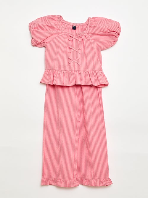 Conjunto top + pantalón con detalles de algodón - Kiabi Conjunto top + pantalón con detalles de algodón - Kiabi