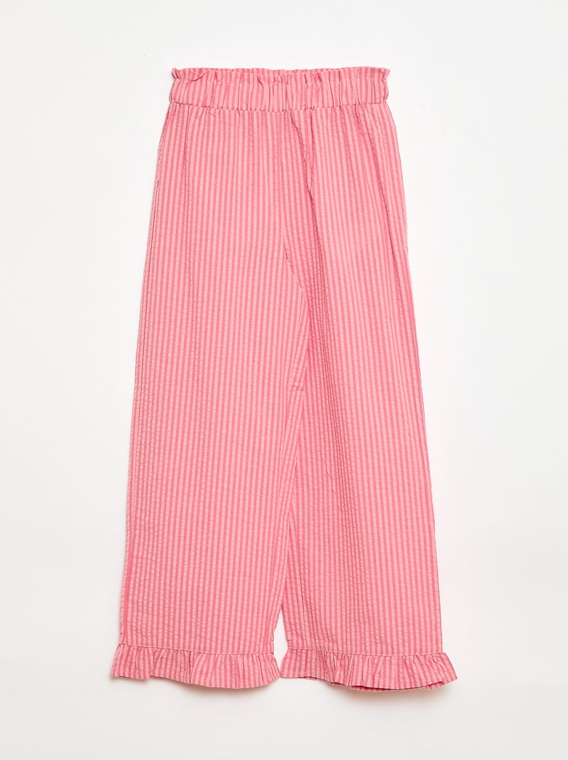 Conjunto top + pantalón con detalles de algodón Rosa - Kiabi