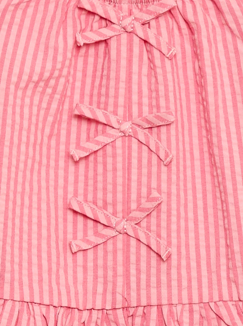 Conjunto top + pantalón con detalles de algodón Rosa - Kiabi