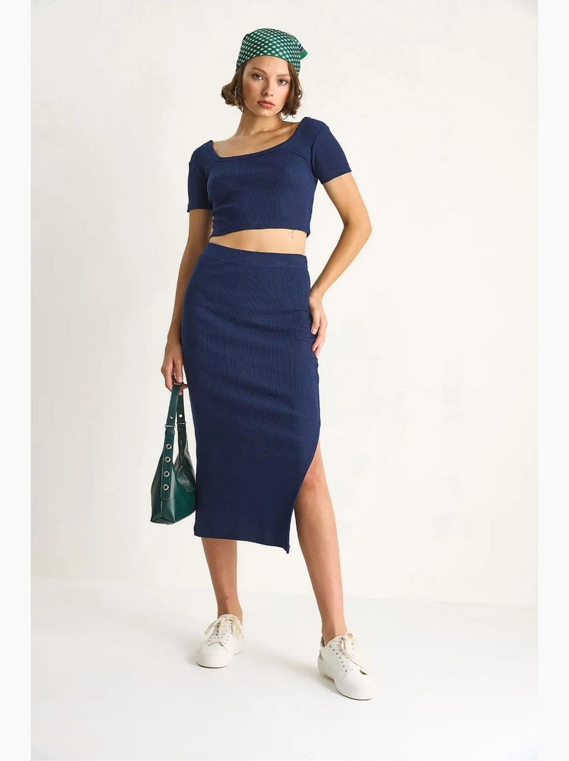 Conjunto top y falda básico lucci Azul marino - Kiabi